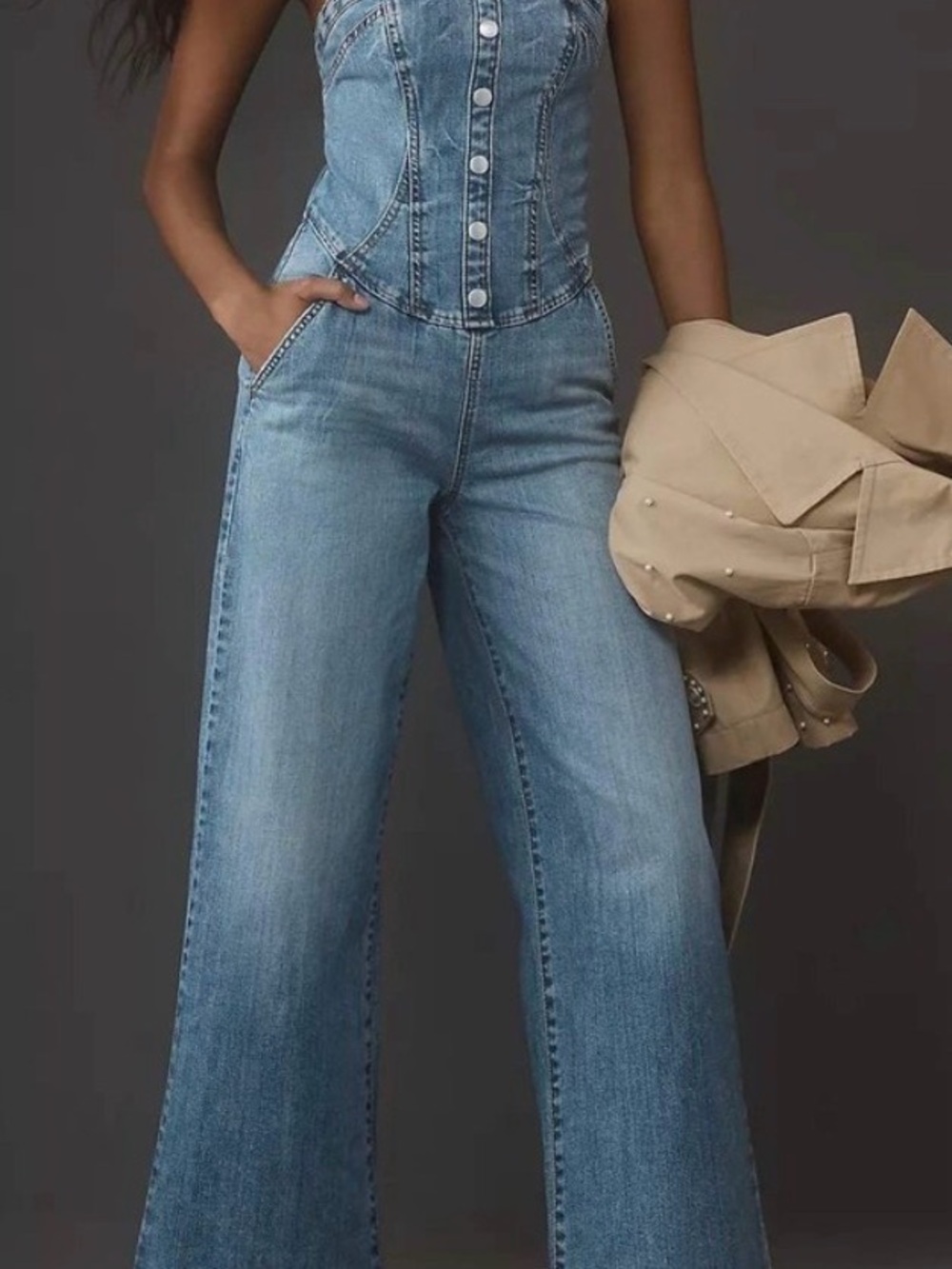 Pilcro Light-Medium Blue Wide Leg Jean jumpsuit